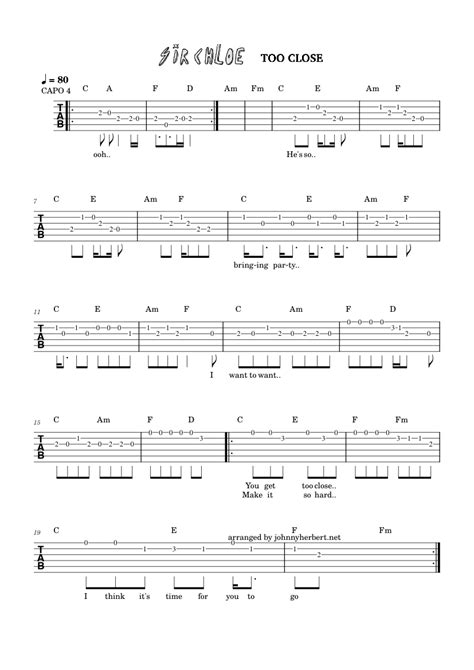 too close sir chloe chords|too close chords printable.